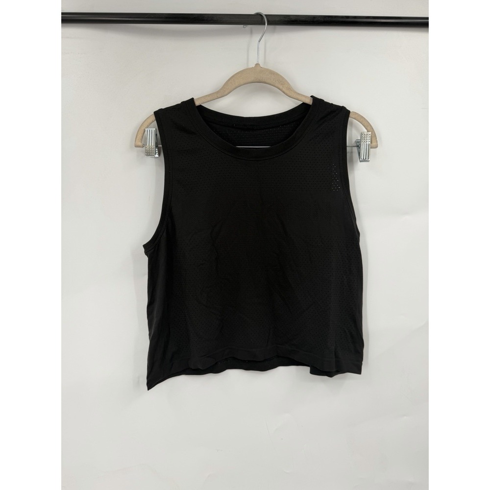 Lululemon Train to Be Tank Top Black Seamless Mesh Cropped Training Shirt